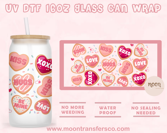 XOXO Love- UV DTF 16oz Glass Can