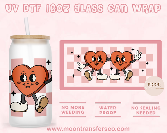 Heart Love- UV DTF 16oz Glass Can