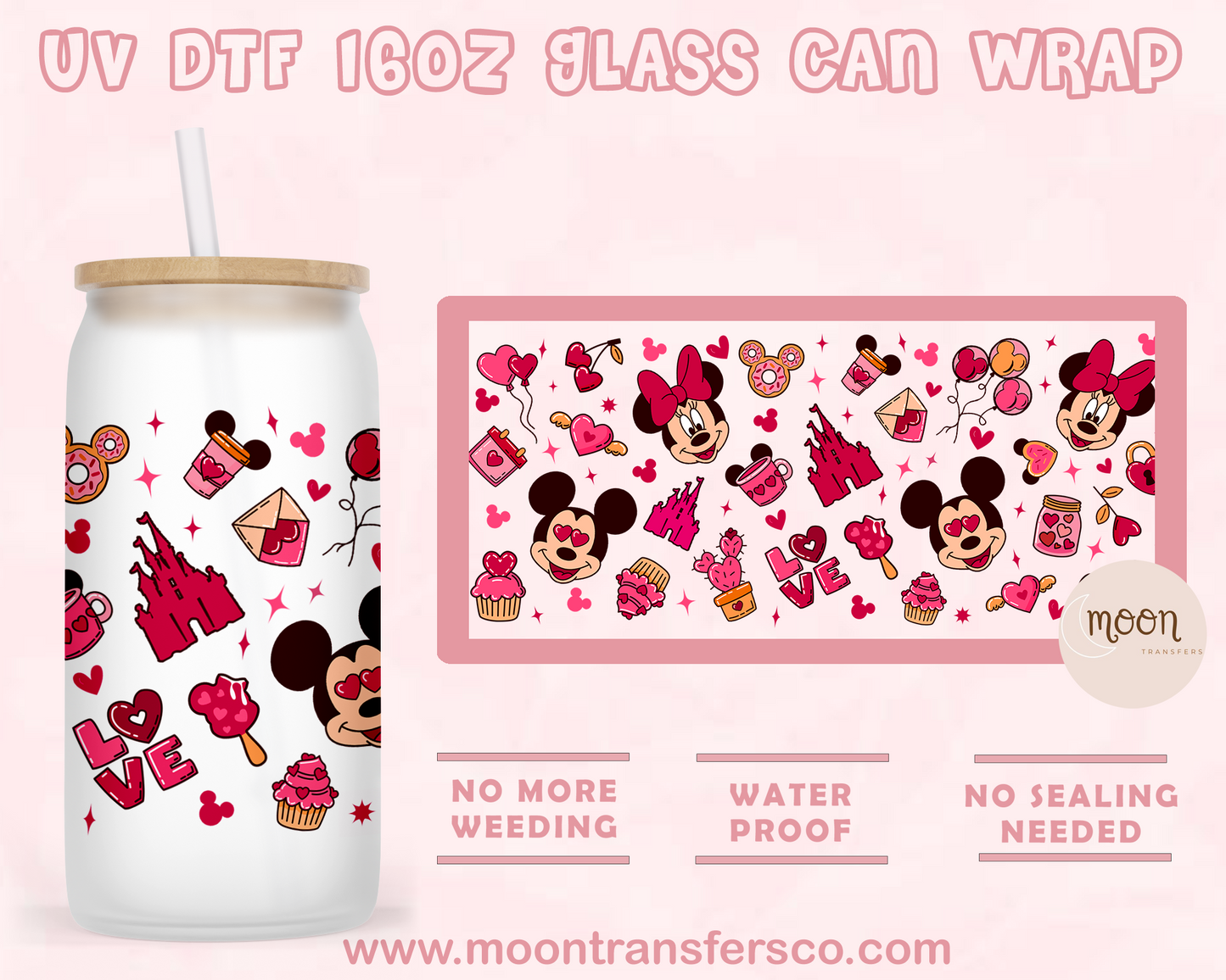 Amor- UV DTF 16oz Glass Can