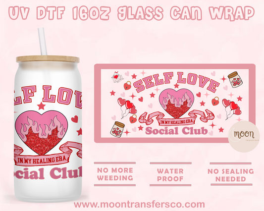 Self Love- UV DTF 16oz Glass Can