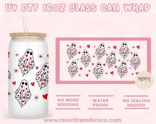 Ghost Love- UV DTF 16oz Glass Can