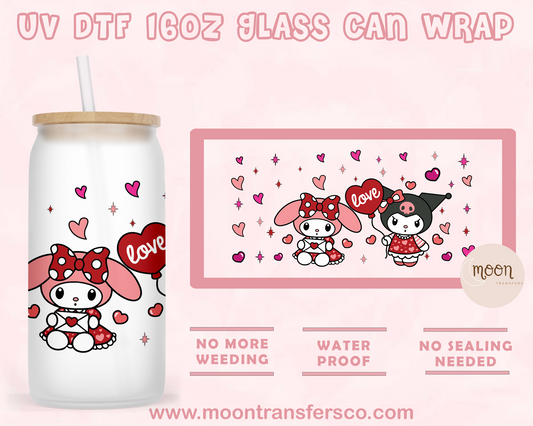 Love Cats- UV DTF 16oz Glass Can