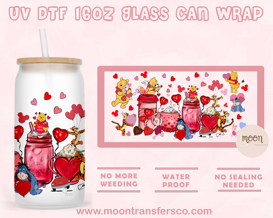 Bear Frappe- UV DTF 16oz Glass Can