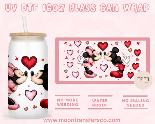 Mouse Love- UV DTF 16oz Glass Can