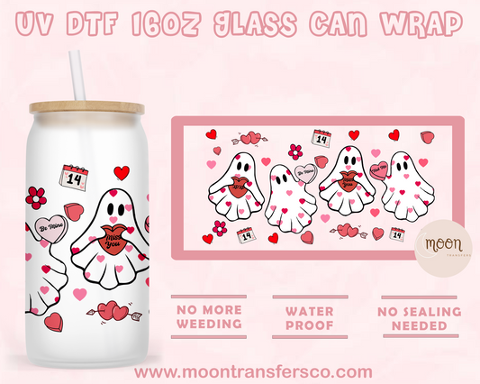 Ghost 02- UV DTF 16oz Glass Can