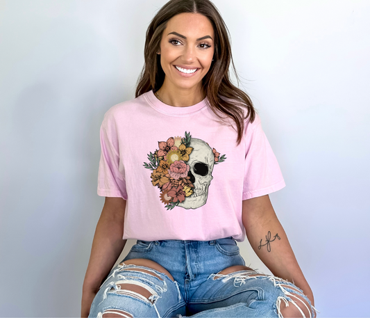 Skull Floral- Full Color DTF Transfer