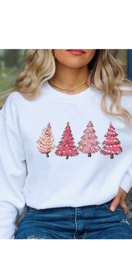 Pink Christmas Tree Full Color Transfer (DTF)